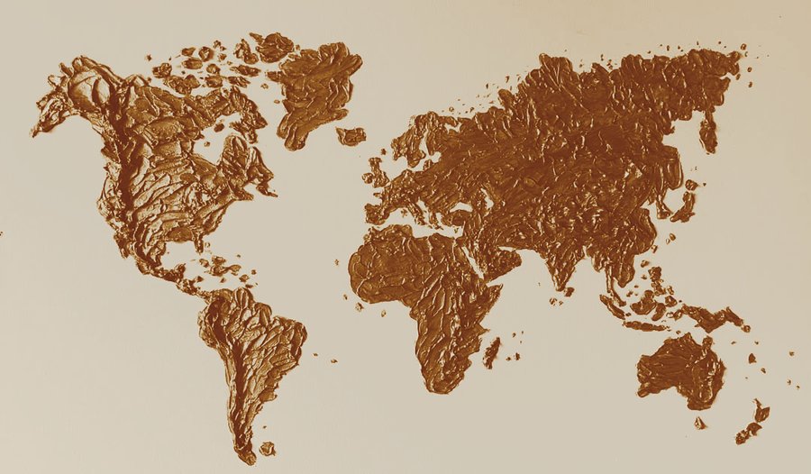 Textured world map representing Merova Tradex's global trade reach from India